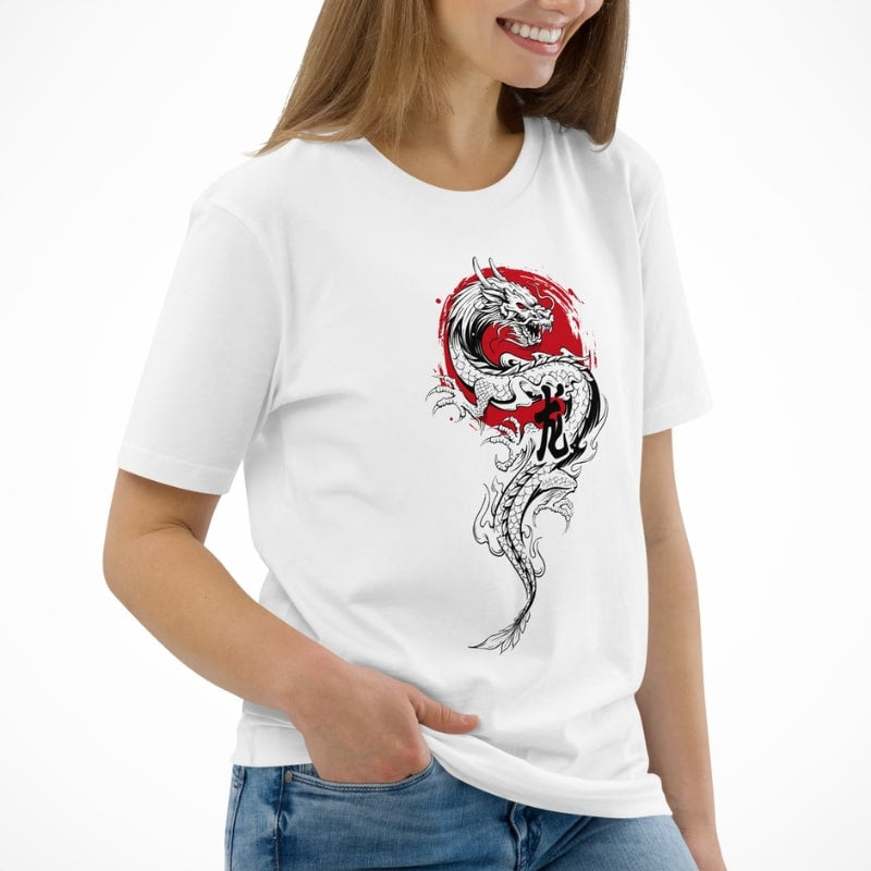 Japansk drage og sol T-shirt