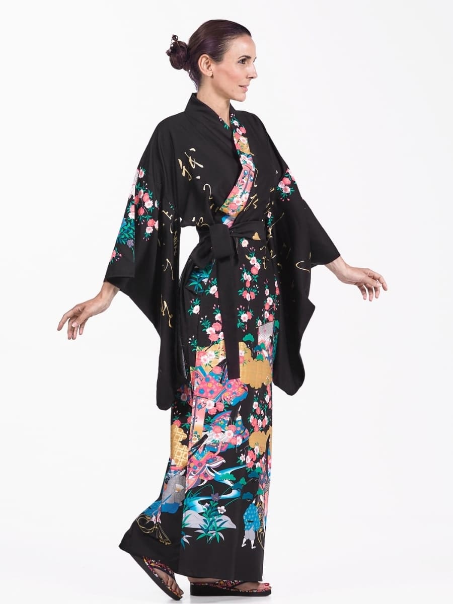 Japansk Furisode Kimono til kvinder Én størrelse
