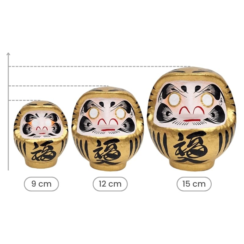 Japansk gylden daruma - 9 til 15 cm
