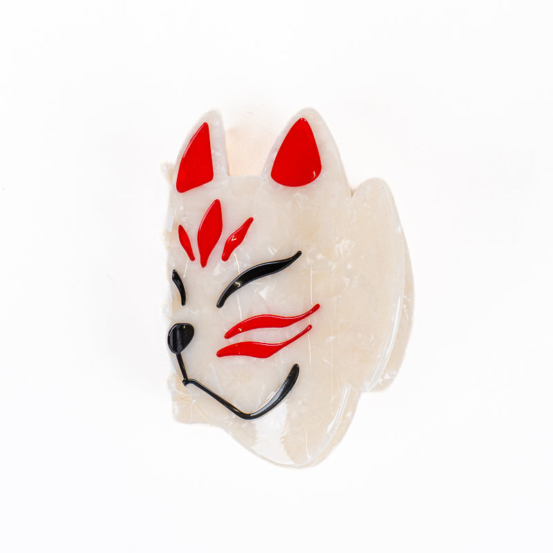 Japansk hårspænde med kitsune-maske