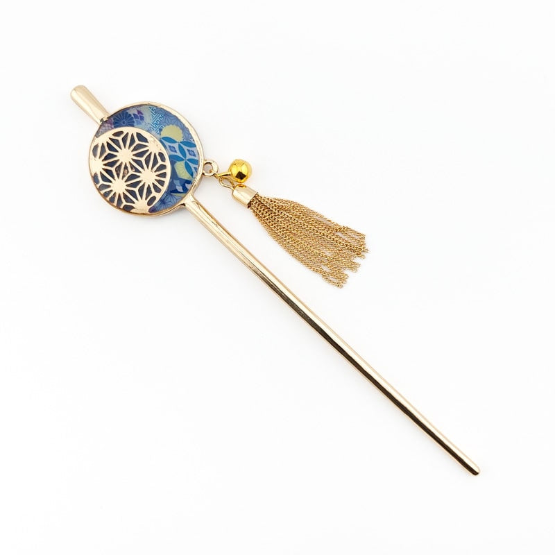Japansk Kanzashi Asanoha Blå