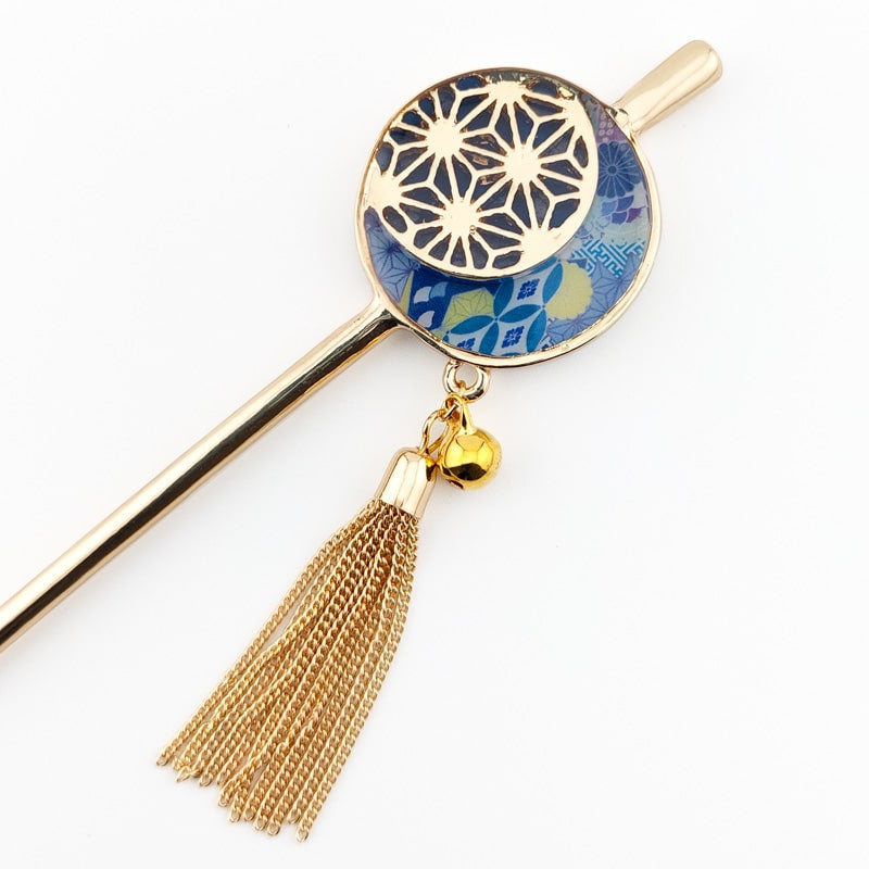 Japansk Kanzashi Asanoha Blå