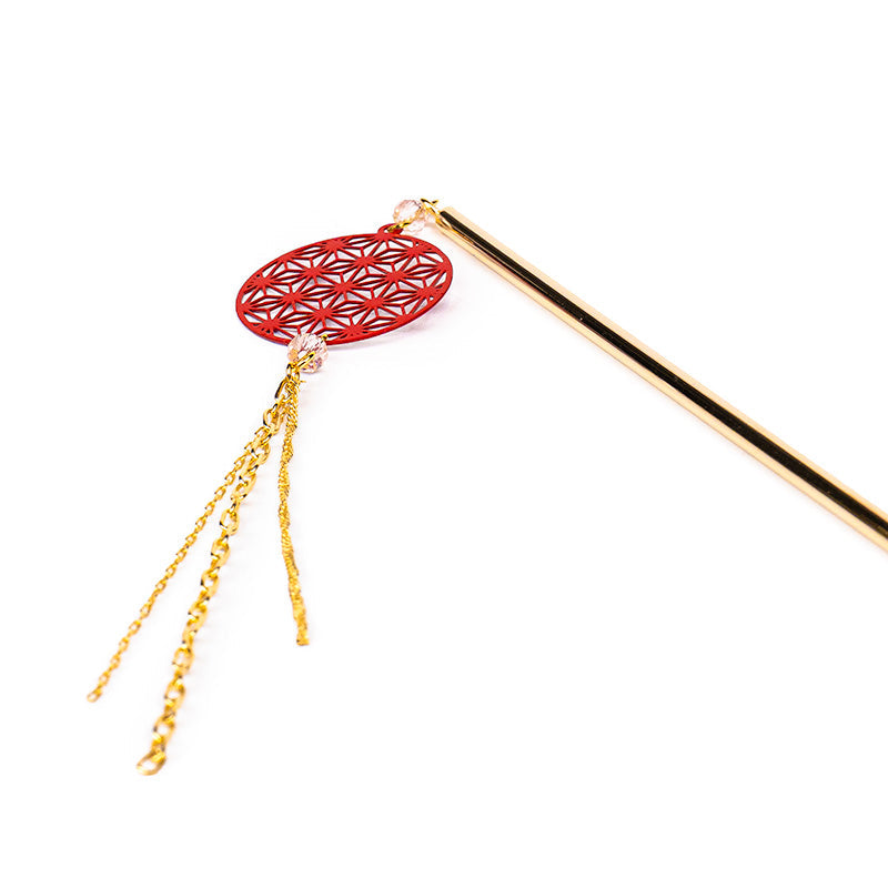 Japansk Kanzashi - Asanoha Rød