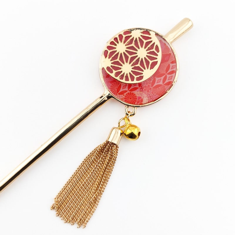 Japansk Kanzashi Asanoha Rød