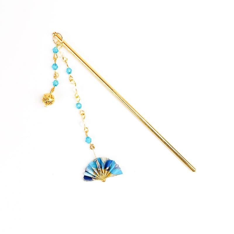 Japansk Kanzashi blå vifte