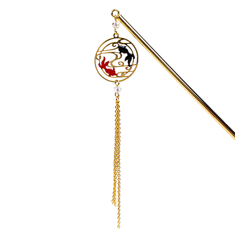 Japansk Kanzashi - Rød & Sort Fisk