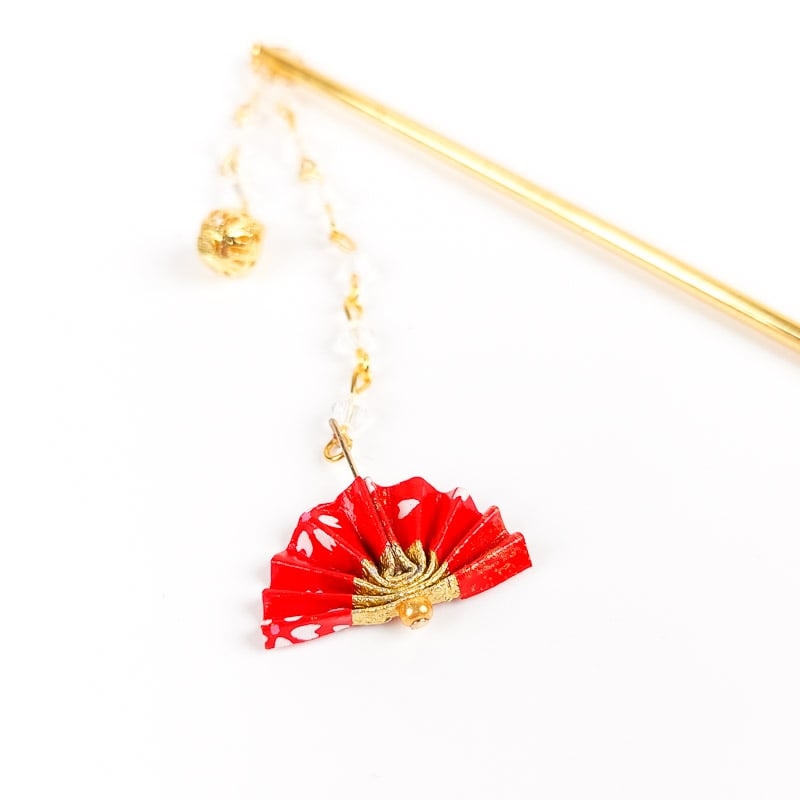Japansk Kanzashi rød vifte