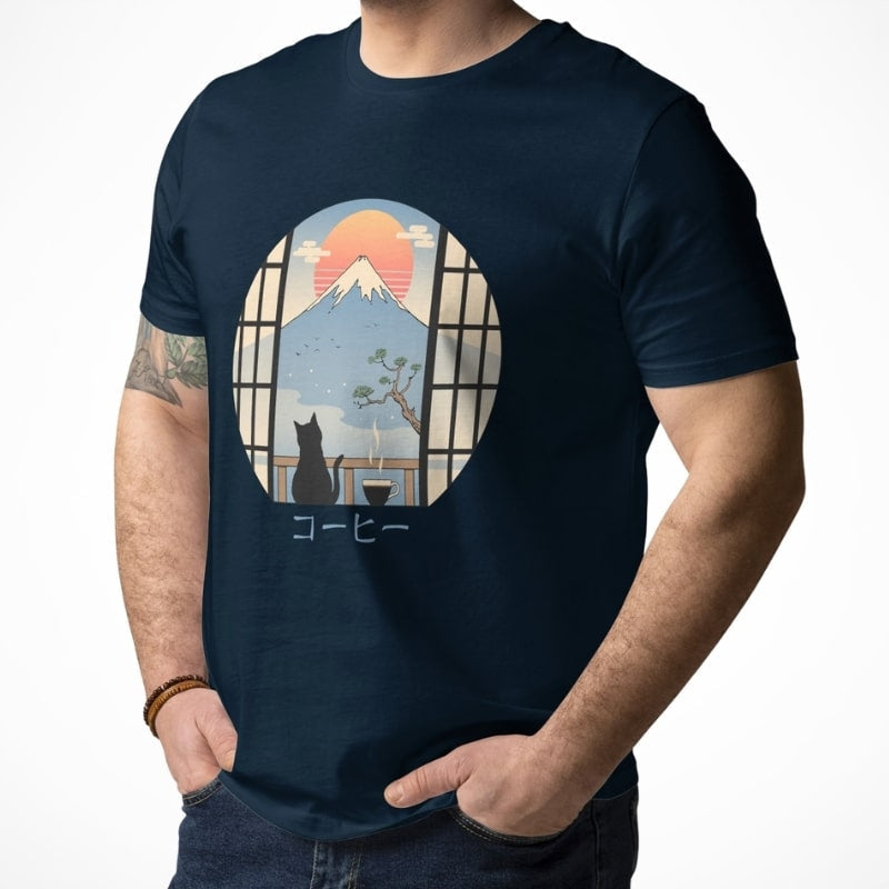 Japansk kat og Fuji-bjerget T-shirt
