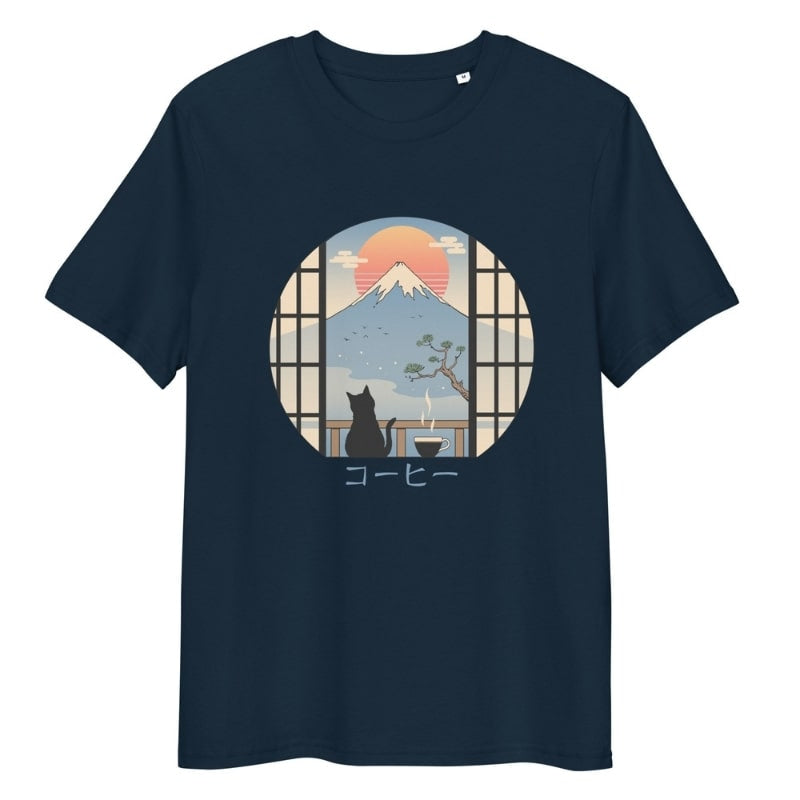 Japansk kat og Fuji-bjerget T-shirt S