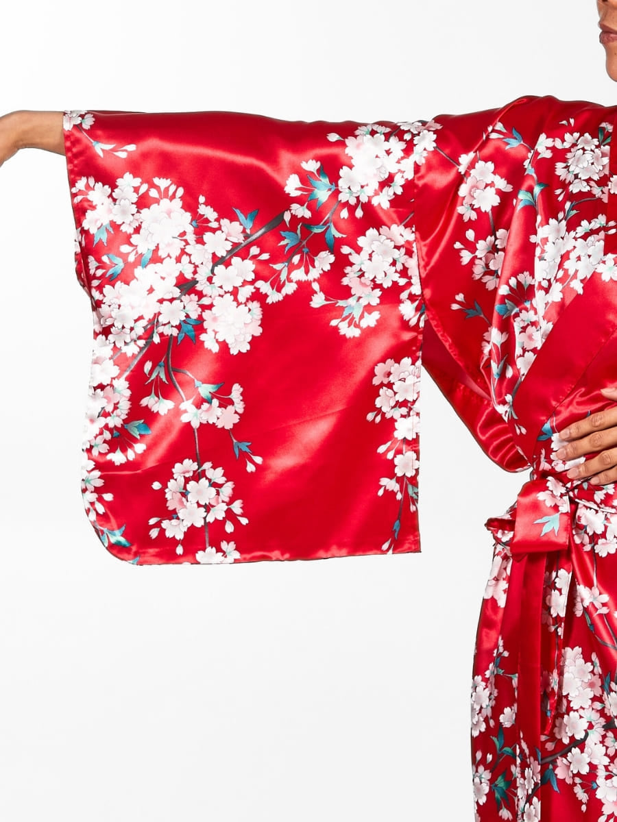Japansk kimono med kirsebærblomst til kvinder Én størrelse
