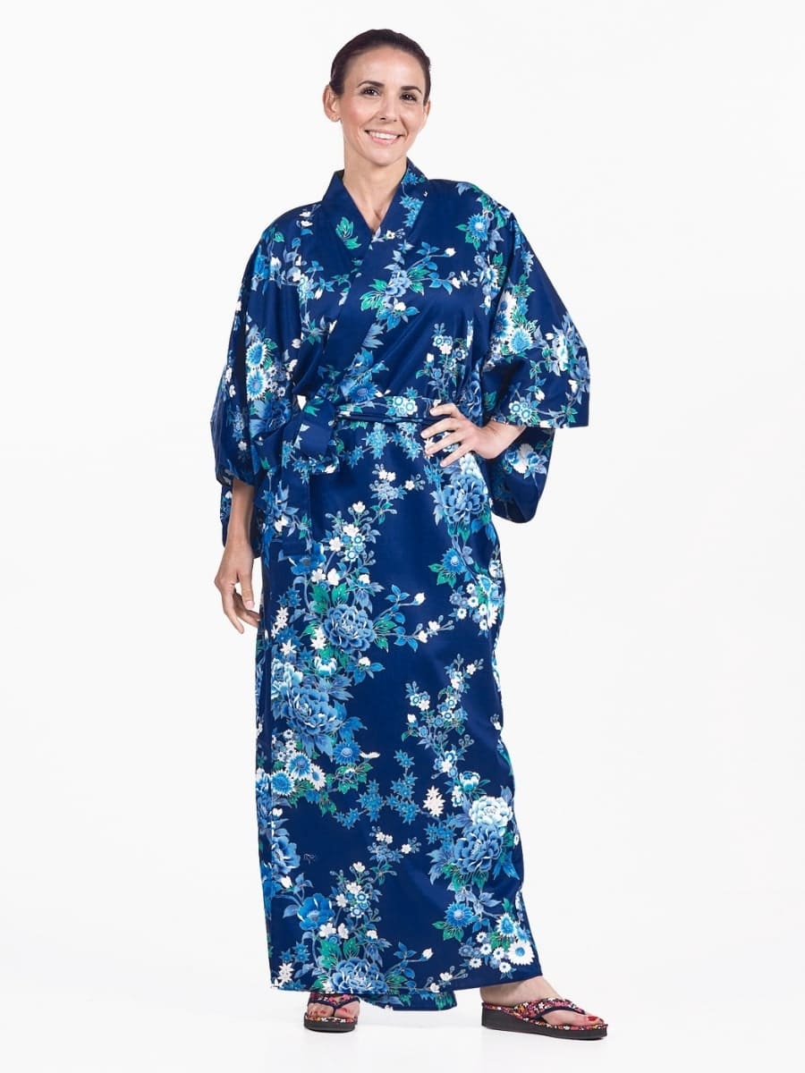 Japansk kimono til kvinder Blå Hana Én størrelse