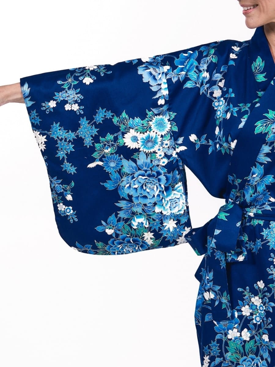 Japansk kimono til kvinder Blå Hana Én størrelse