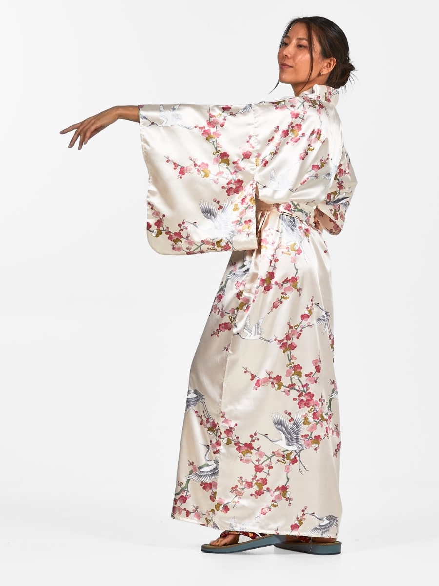 Japansk kimono til kvinder Ume to Tsuru Én størrelse