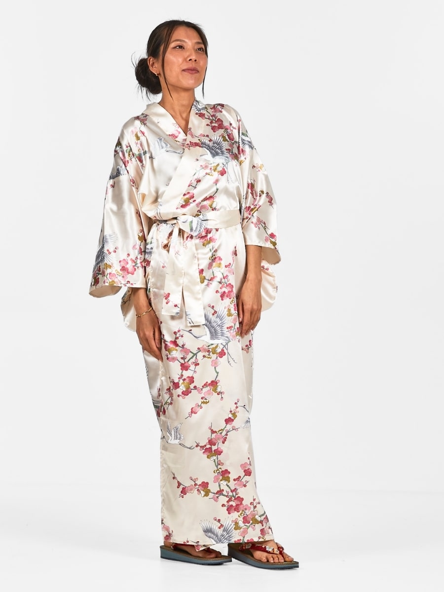 Japansk kimono til kvinder Ume to Tsuru Én størrelse