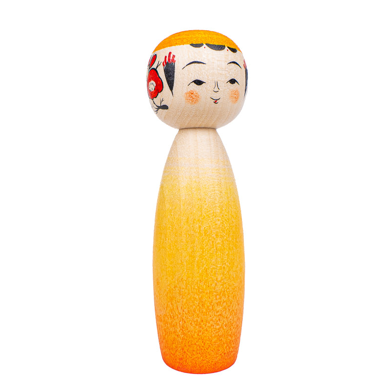 Japansk Kokeshi-dukke - Daidai Farvegradient - 9 cm