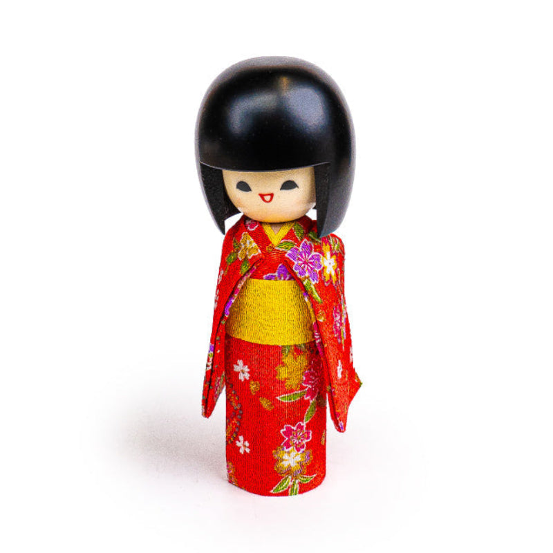Japansk Kokeshi Dukke - Egao Rød