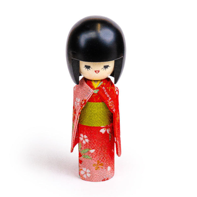 Japansk Kokeshi Dukke - Rød Kimono