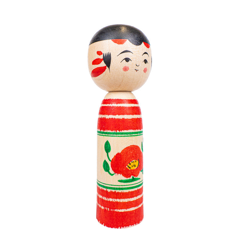 Japansk Kokeshi-dukke - Tsubaki Kamelia - 9 cm