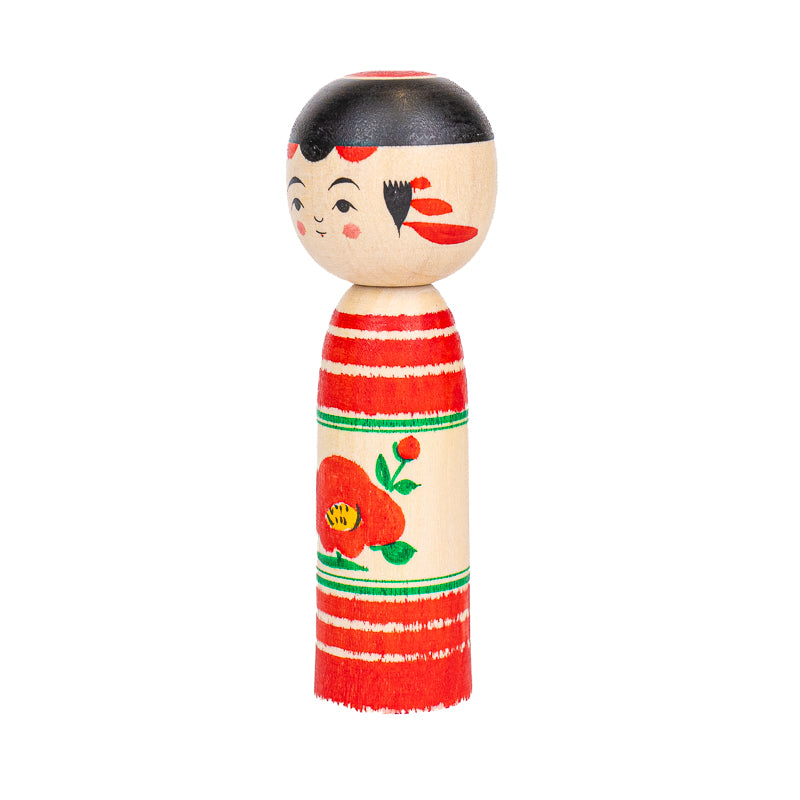 Japansk Kokeshi-dukke - Tsubaki Kamelia - 9 cm