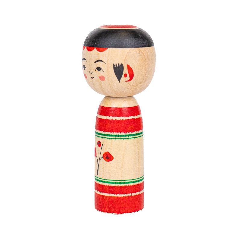 Japansk Kokeshi-dukke - Umeko Blommeblomst - 7,5 cm