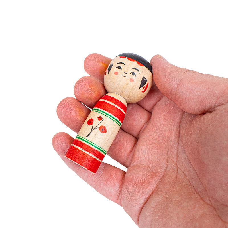 Japansk Kokeshi-dukke - Umeko Blommeblomst - 7,5 cm