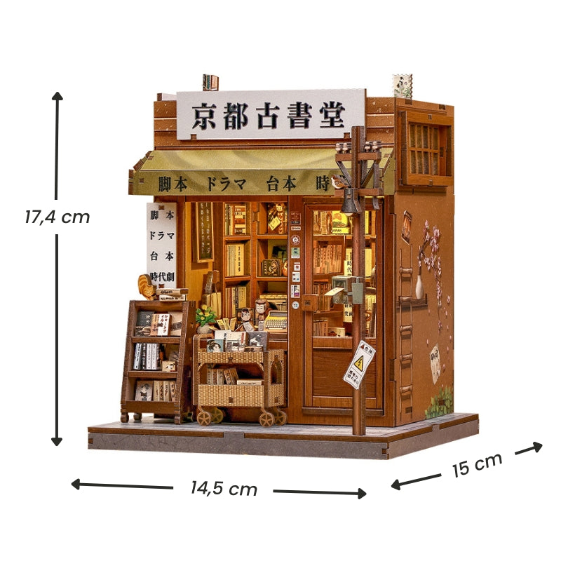 Japansk miniaturehus byggesæt i træ Antique Bookery of Kyoto