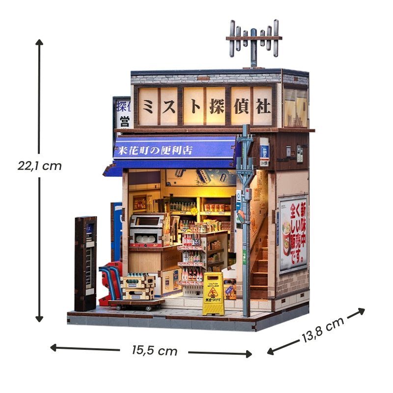 Japansk miniaturehus byggesæt i træ Beika-Cho Konbini Store