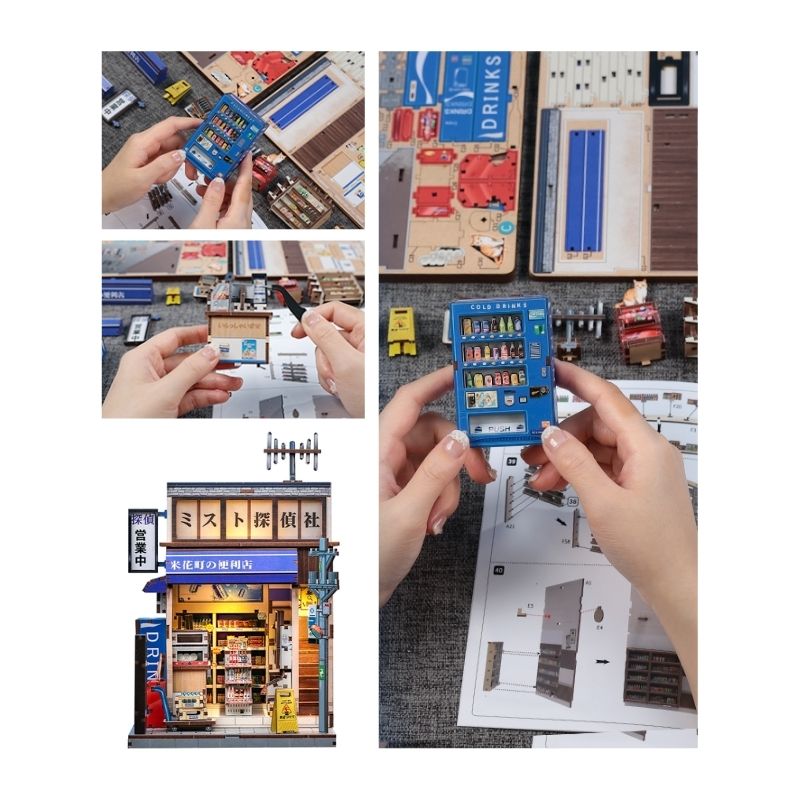 Japansk miniaturehus byggesæt i træ Beika-Cho Konbini Store