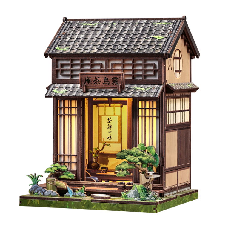 Japansk miniaturehus byggesæt i træ Kirishima Cha-An