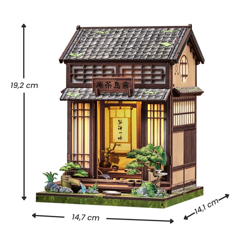 Japansk miniaturehus byggesæt i træ Kirishima Cha-An