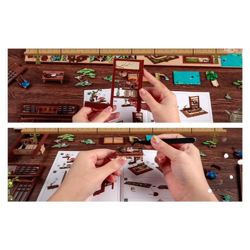 Japansk miniaturehus byggesæt i træ Kirishima Cha-An