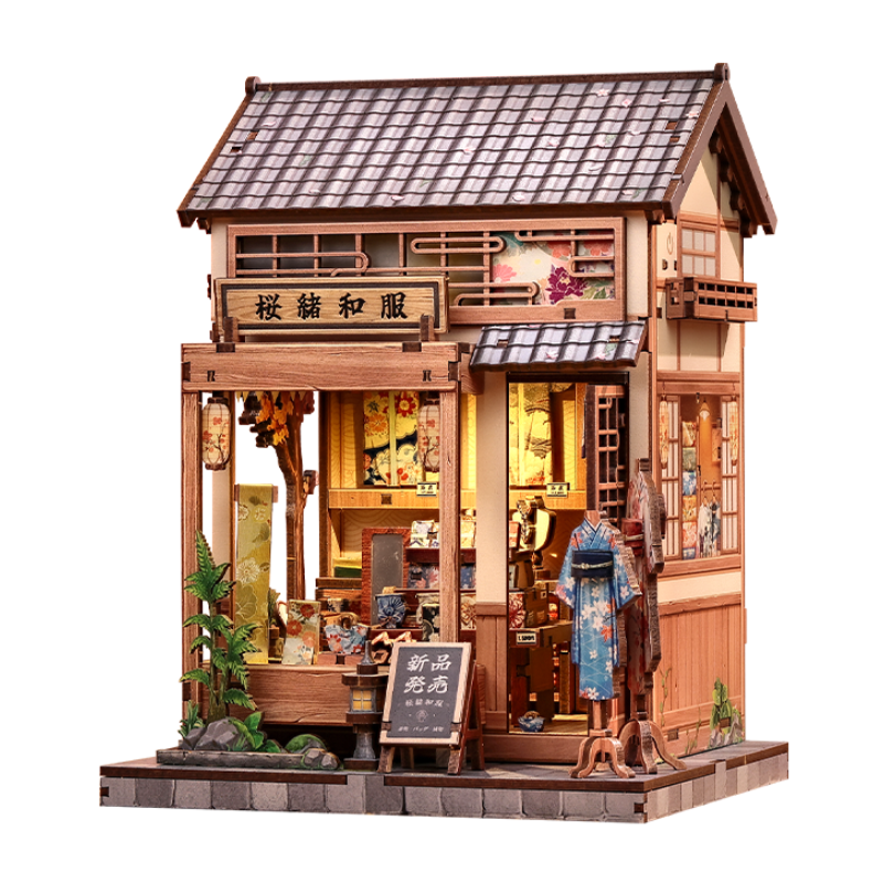 Japansk miniaturehus byggesæt i træ Sakura Kimono Shop