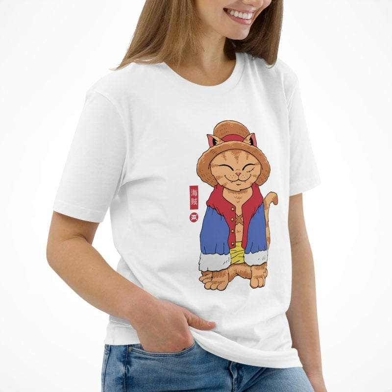 Japansk Neko stråhat T-shirt