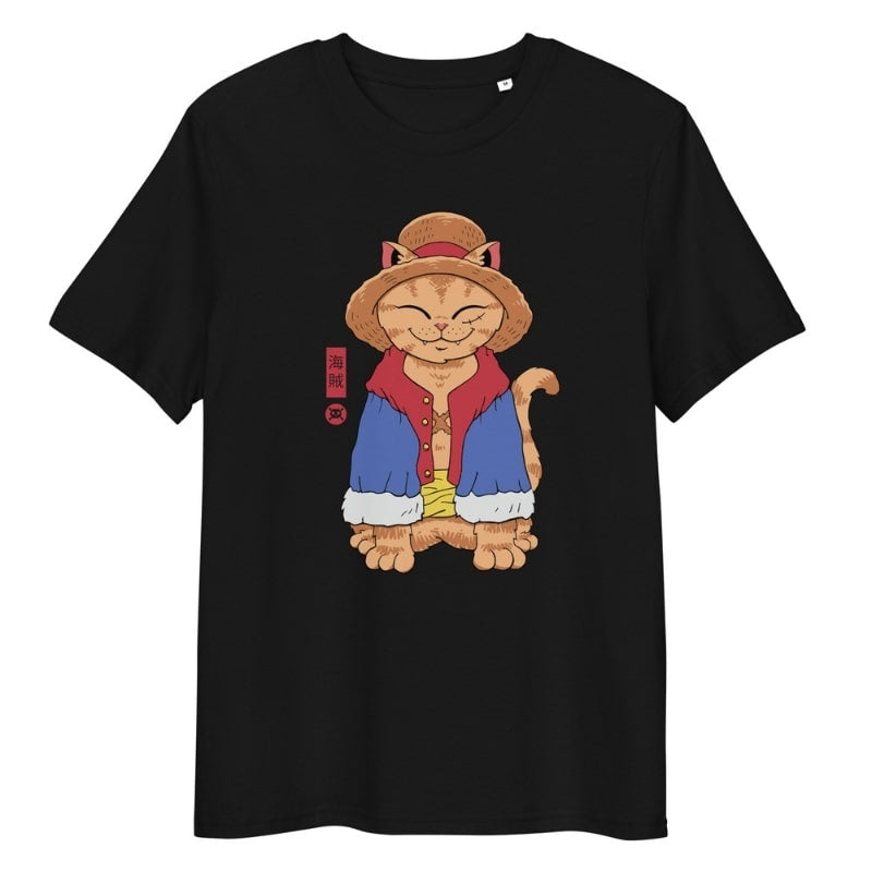 Japansk Neko stråhat T-shirt S / Sort