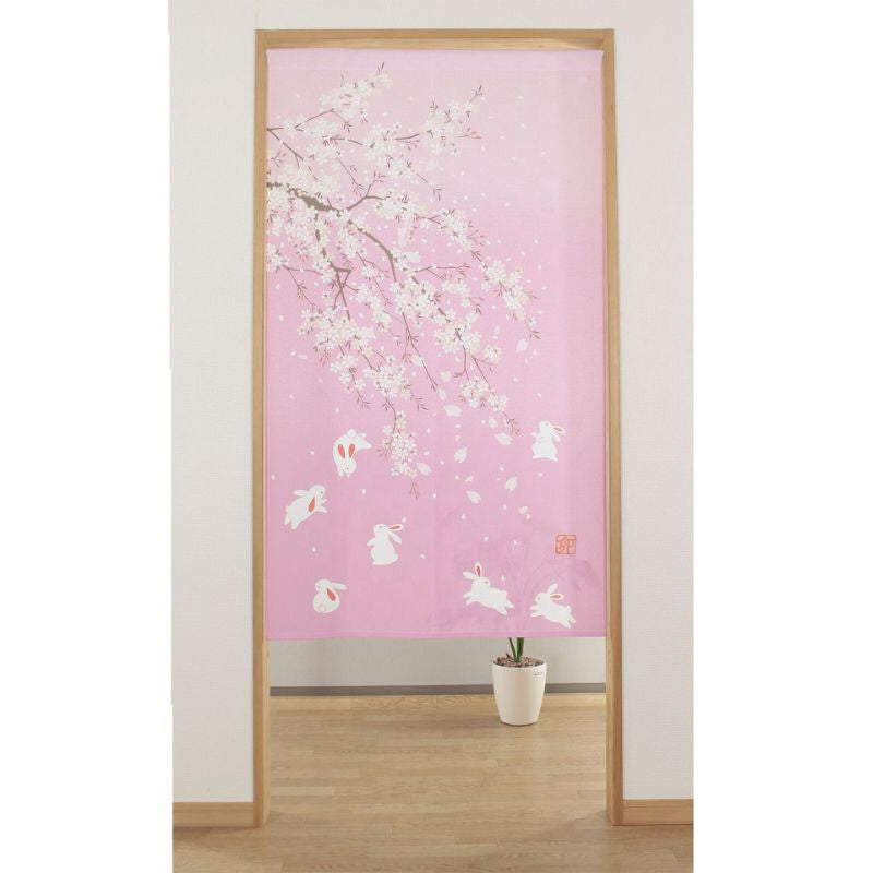Japansk Noren Sakura Usagi 85 x 150 cm