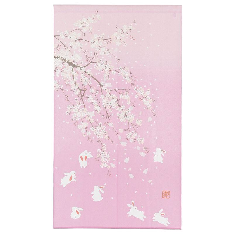 Japansk Noren Sakura Usagi 85 x 150 cm