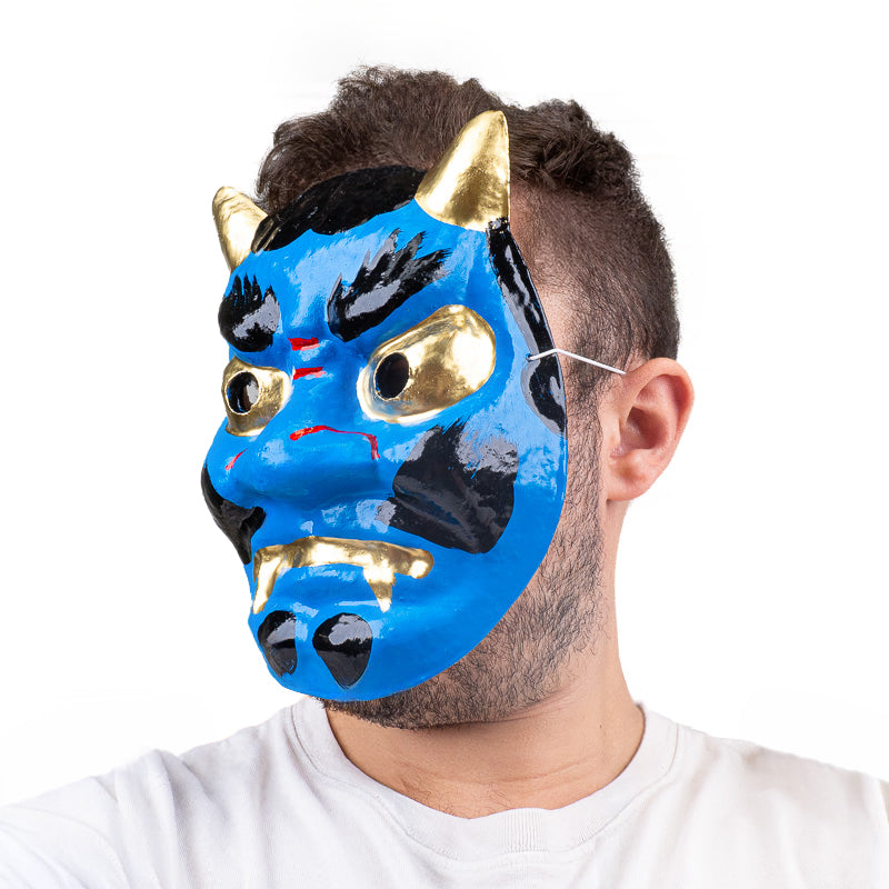 Japansk Oni-maske i Papmaché - Blå