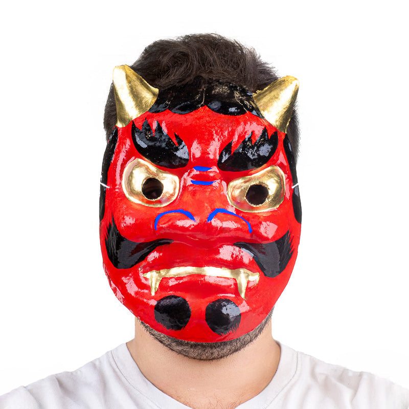 Japansk Oni-maske i Papmaché - Rød