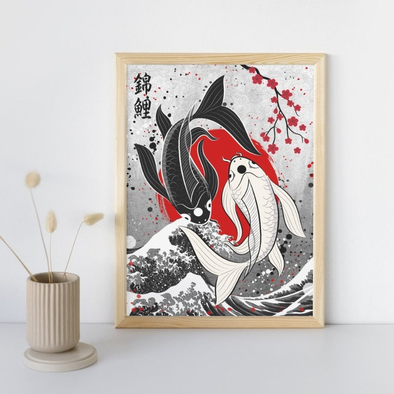 Japansk plakat Duo af koi-karper A3