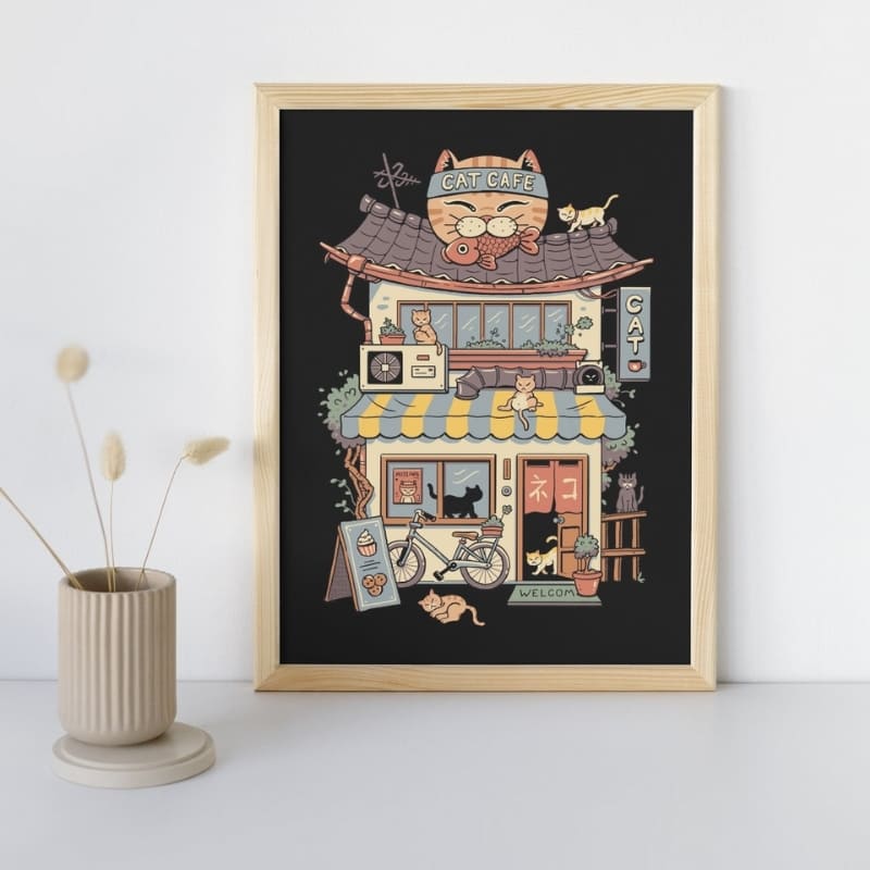 Japansk plakat Neko Café A3