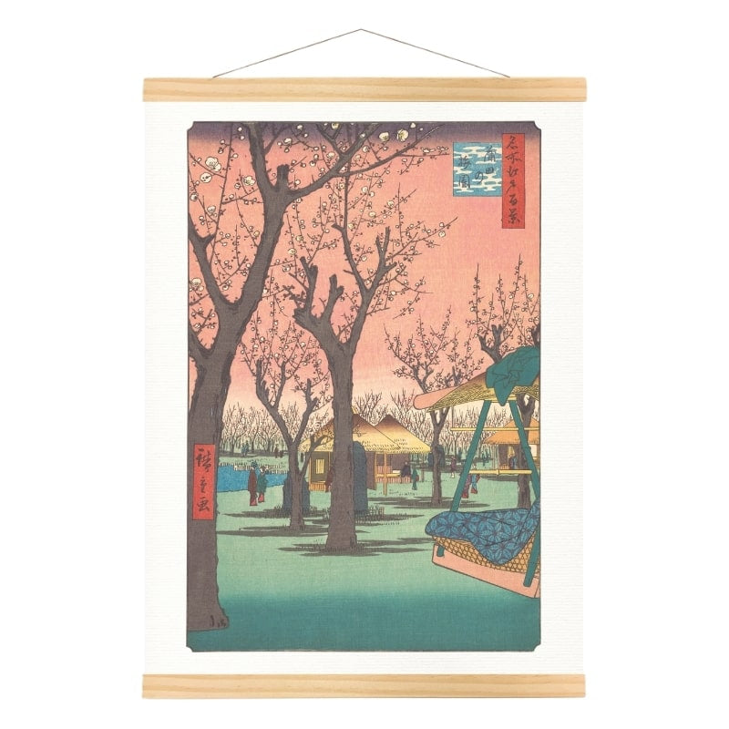 Japansk print Blommetræer i Kamata A3