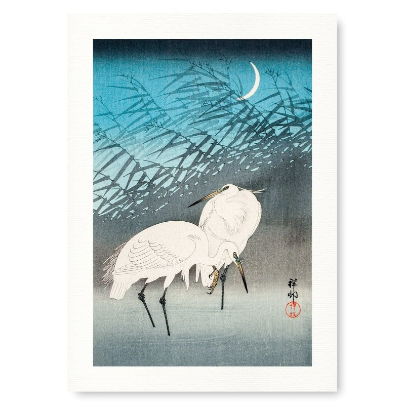 Japansk print Egrets & Reeds A3