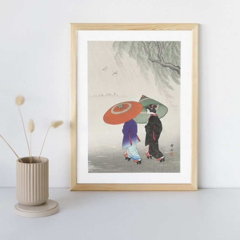 Japansk print To kvinder i regnen A3