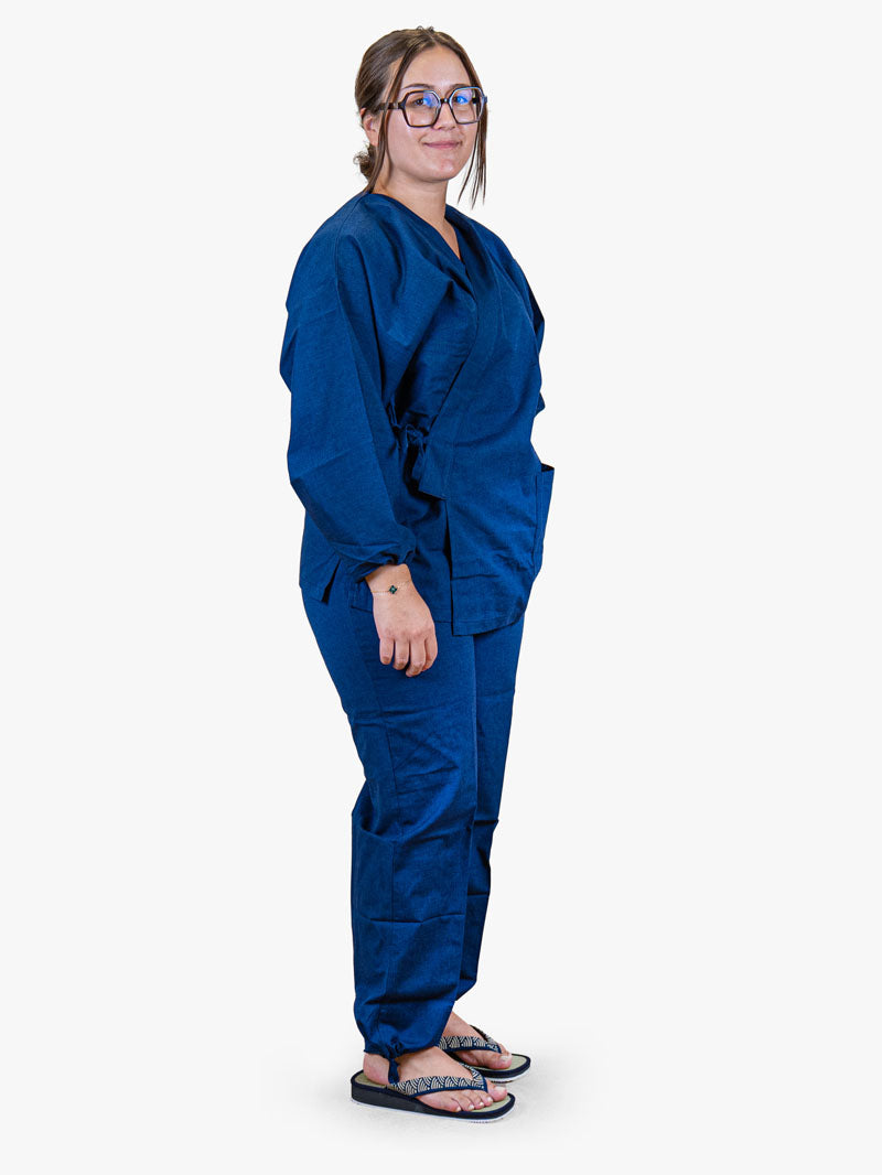Japansk Samue-pyjamas Dame – Marineblå