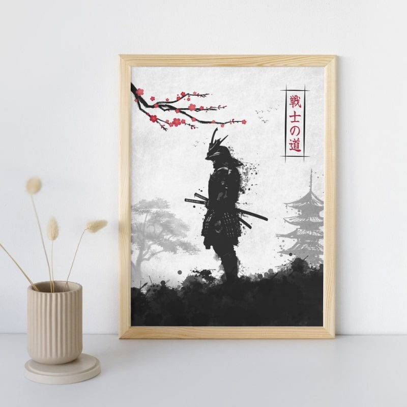 Japansk samurai-kriger plakat A3