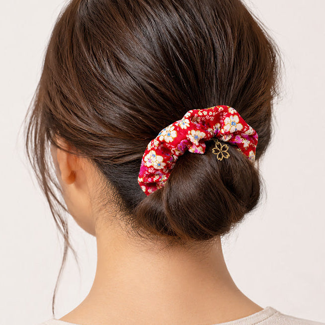Japansk Scrunchie - Blomstret