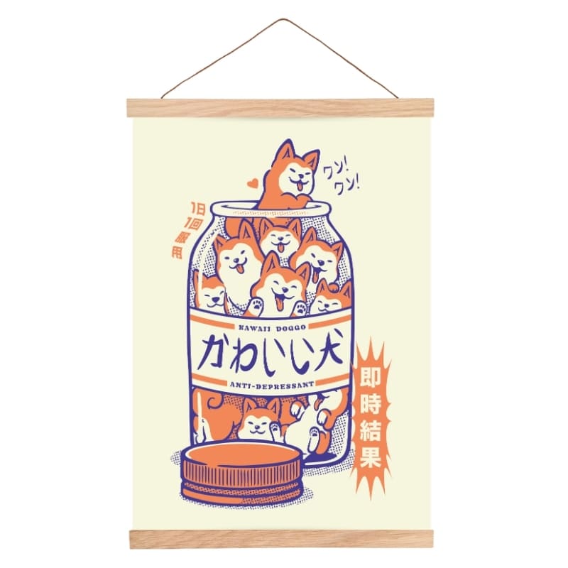Japansk Shiba Anti-depressiv plakat A3