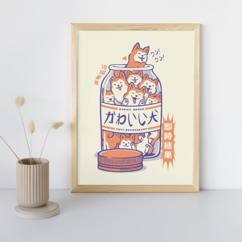 Japansk Shiba Anti-depressiv plakat A3