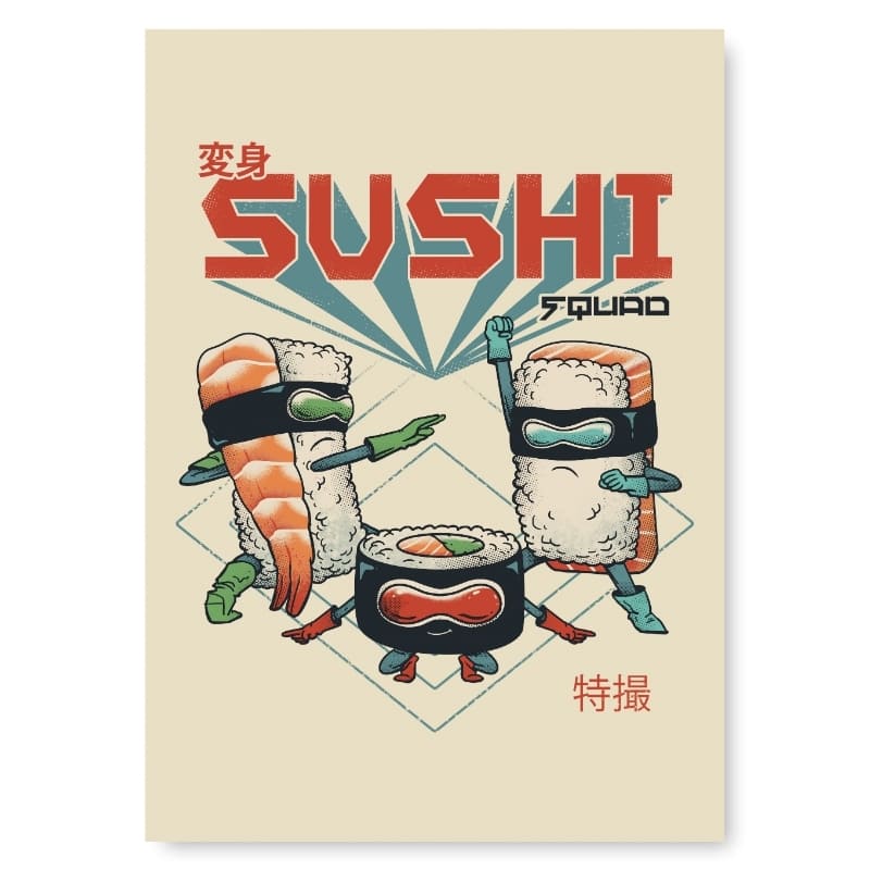 Japansk Sushi Squad-plakat A3