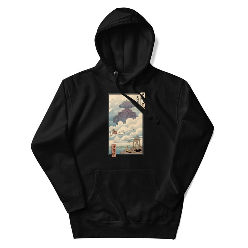 Japansk sweatshirt Ukiyo-e Laputa S / Sort